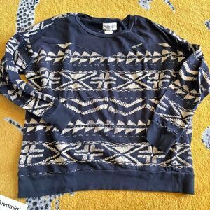 DENIM & SUPPLY Ralph Lauren Womens M Blue Cream Aztec Bohemian Sweatshirt Cotton